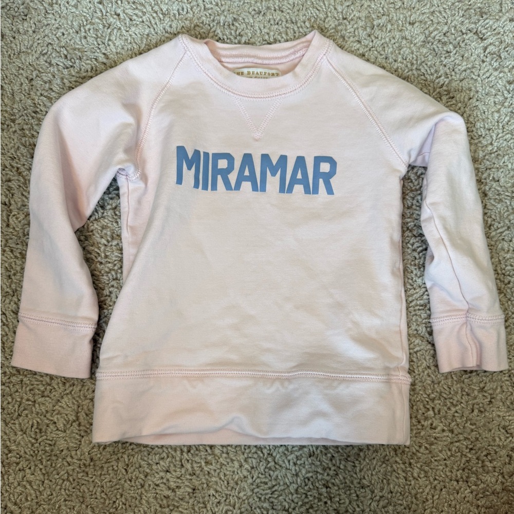 The Beaufort Bonnet Company Pink Miramar Kids Sweatshirt with Blue Logo